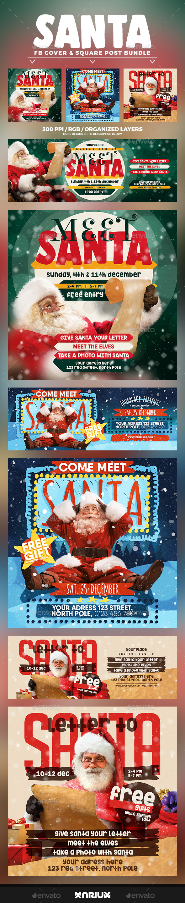 Meet Santa Facebook Cover Bundle - Social Media Web Elements