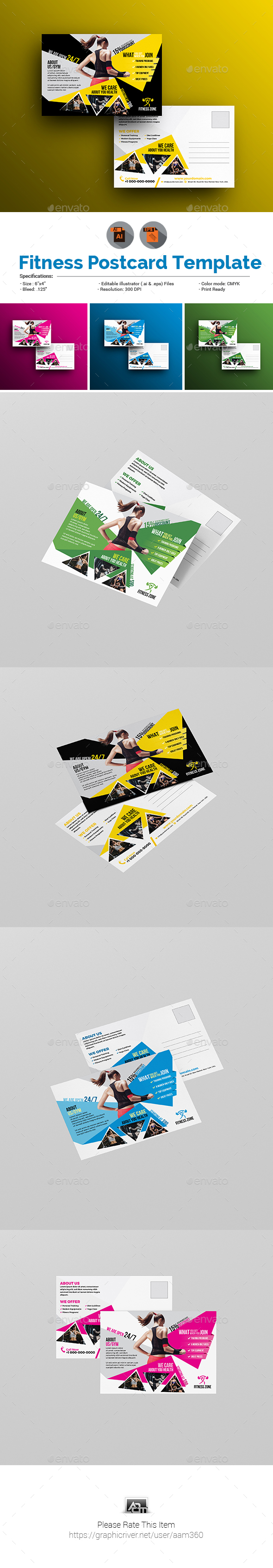 GraphicRiver Fitness Postcard Template 21058843 GraphicRiver Fitness Postcard Template 21058843