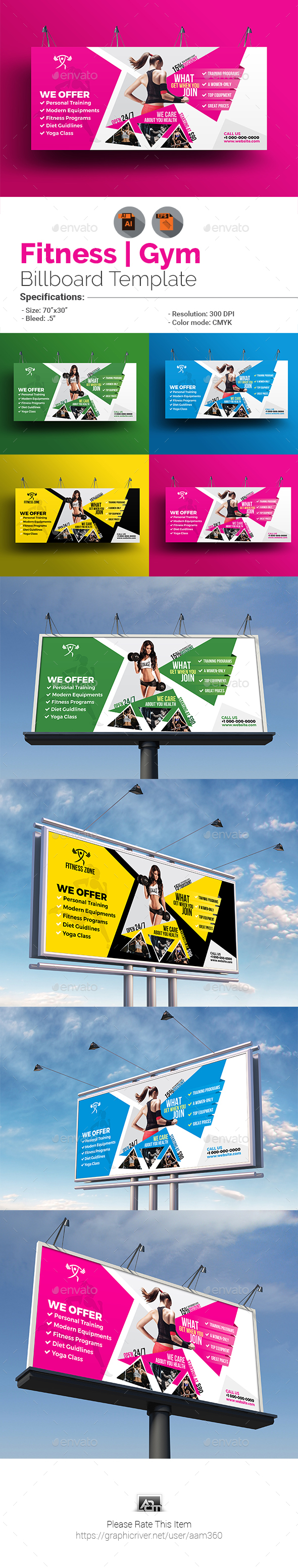 GraphicRiver Fitness Billboard Template 21059128 GraphicRiver Fitness Billboard Template 21059128