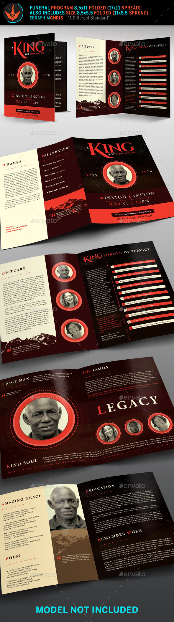 King Funeral Program Template - Informational Brochures