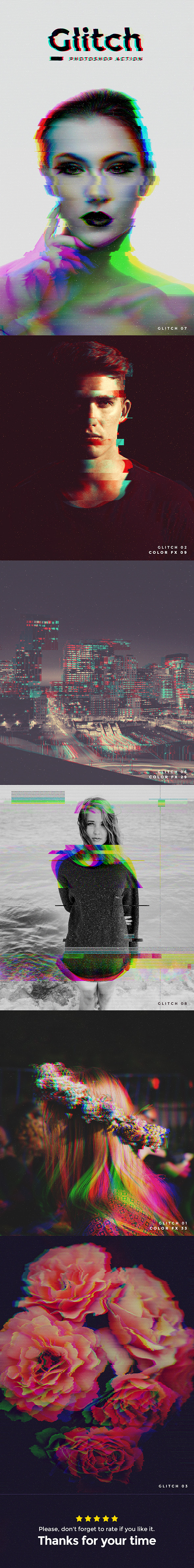 Glitch Photoshop Action - Photo Effects Actions