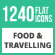 1240 Food & Travelling Flat Icons