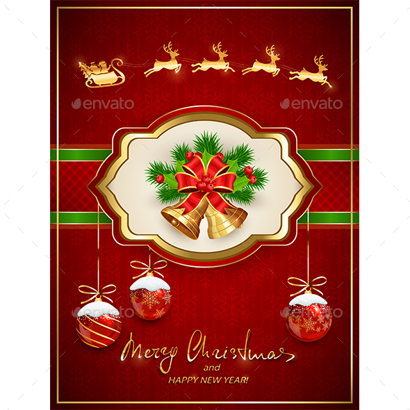 GraphicRiver Santa in Sleigh and Card with Christmas Bells 21061243