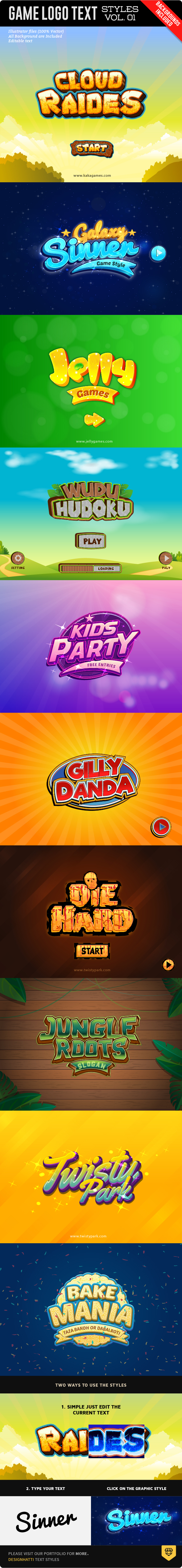 Game Logo Text Styles - Styles Illustrator