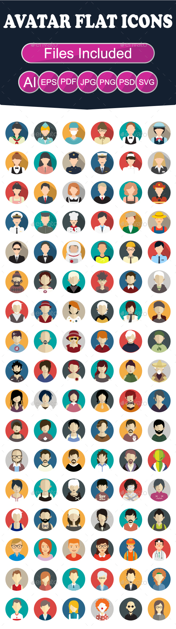 GraphicRiver Set of Avatar Flat Icons 21056664 GraphicRiver Set of Avatar Flat Icons 21056664