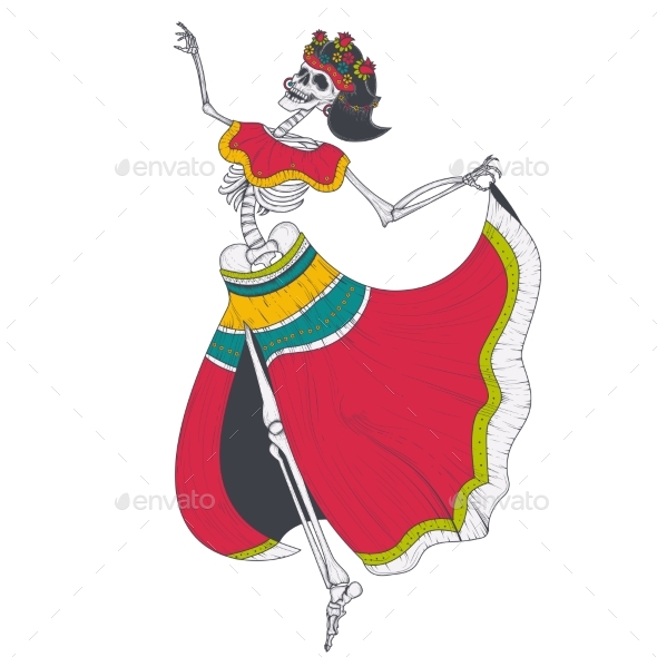 Dancing Female Skeleton Vector - Miscellaneous Seasons/Holidays