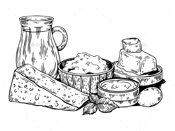 GraphicRiver Milk Food Products Engraving Vector Illustration 21062577 GraphicRiver Milk Food Products Engraving Vector Illustration 21062577
