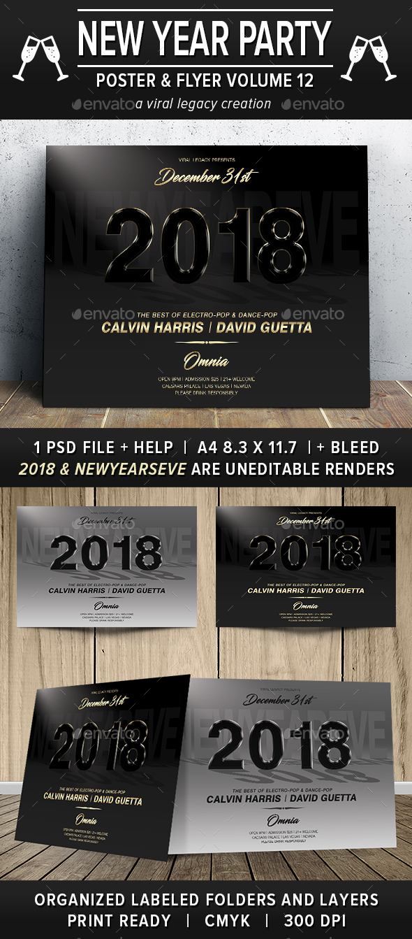 New Year Party Poster / Flyer V12 - Flyers Print Templates