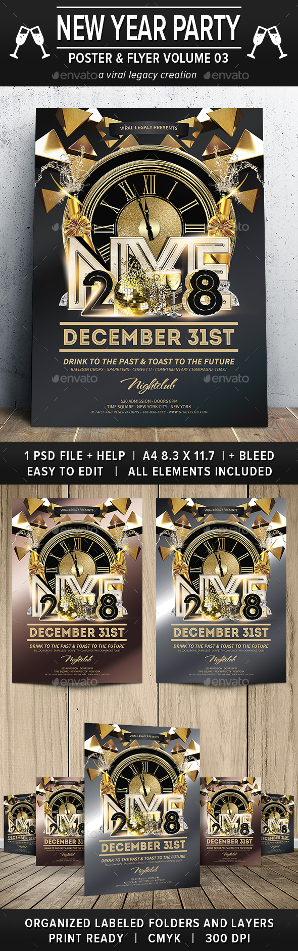 New Year Party Poster / Flyer V03 - Flyers Print Templates