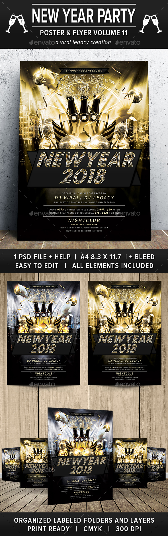 New Year Party Poster / Flyer V11 - Flyers Print Templates