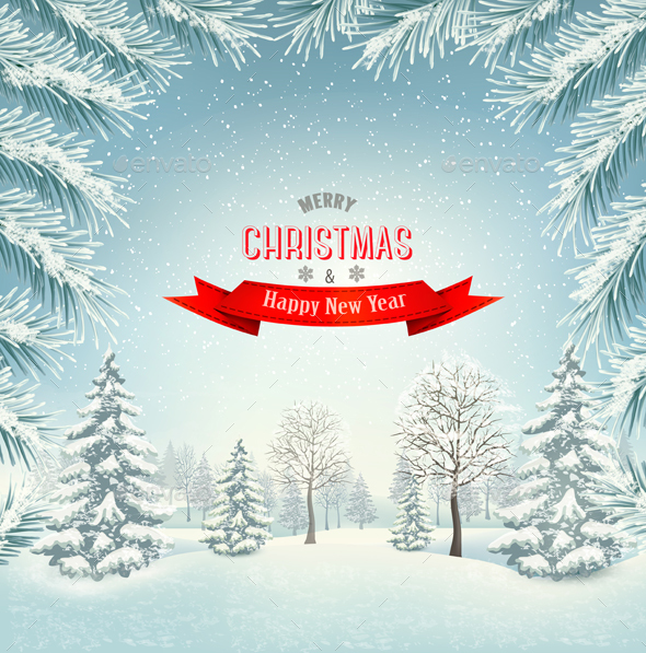 GraphicRiver Christmas Holiday Background With Winter Landscape 21068893 GraphicRiver Christmas Holiday Background With Winter Landscape 21068893