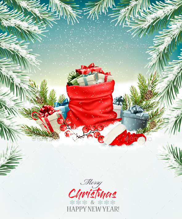Christmas Holiday Background and Presents - Christmas Seasons/Holidays