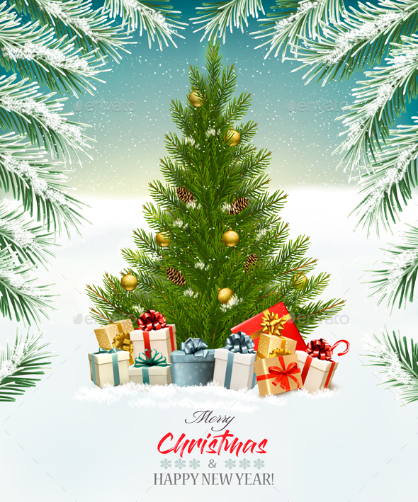 GraphicRiver Christmas Holiday Background With Presents And Tree 21068947 GraphicRiver Christmas Holiday Background With Presents And Tree 21068947
