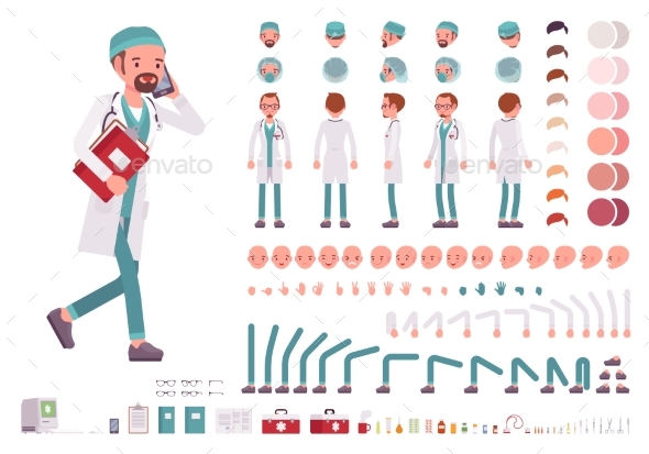 Male Doctor in White Uniform Character Creation - Health/Medicine Conceptual
