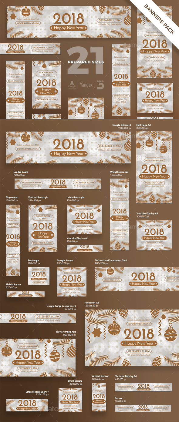 Happy New Year Banner Pack - Banners & Ads Web Elements