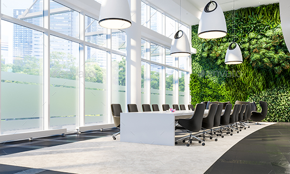 GraphicRiver Meeting Hall In Business Center With Green Wall 21070919 GraphicRiver Meeting Hall In Business Center With Green Wall 21070919