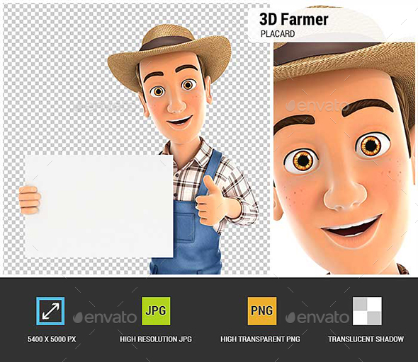 GraphicRiver 3D Farmer Holding Placard with Thumb Up 21071199 GraphicRiver 3D Farmer Holding Placard with Thumb Up 21071199