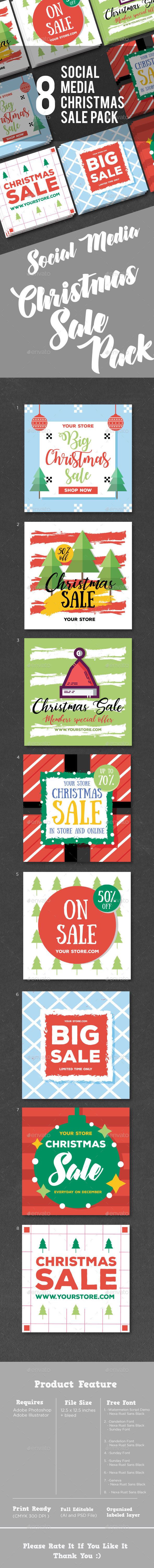 Christmas Sale Social Media Pack - Social Media Web Elements