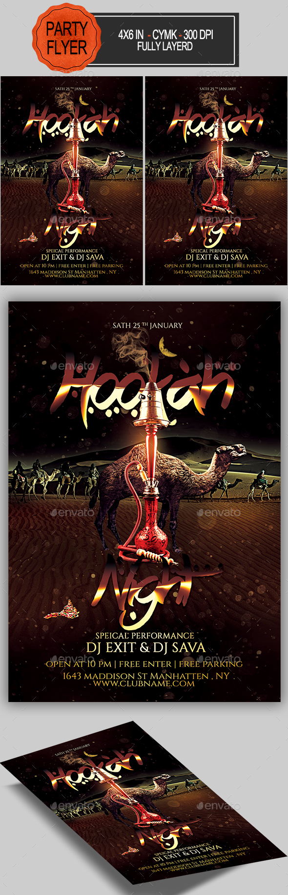 Hookah Flyer - Clubs & Parties Events