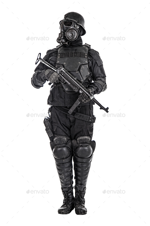 Futuristic nazi soldier studio shot - Stock Photo - Images