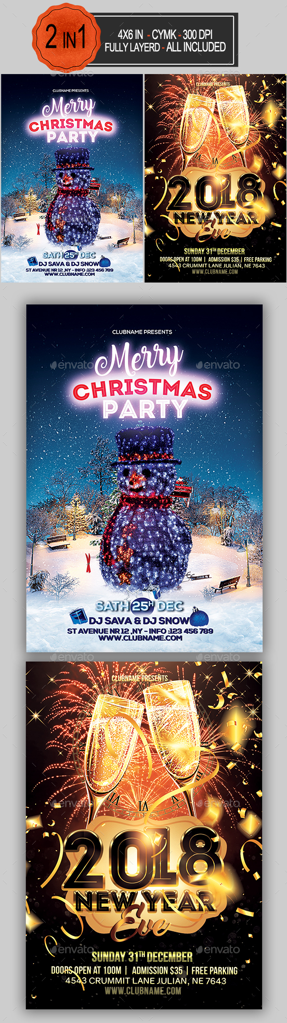Christmas New Year Flyer Bundle - Holidays Events