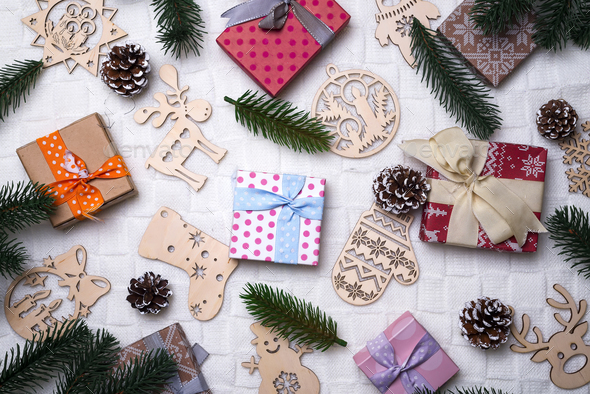 Christmas background with decorations. - Stock Photo - Images