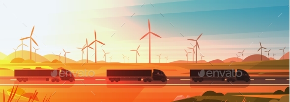 GraphicRiver Black Semi Truck Trailers Driving Road 21077071 GraphicRiver Black Semi Truck Trailers Driving Road 21077071