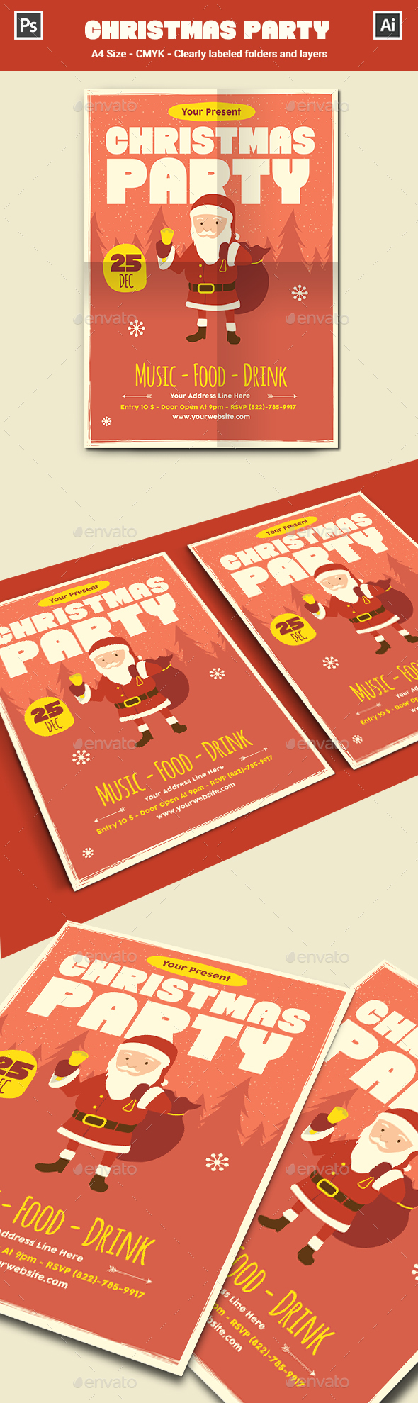 Christmas Party Flyer Template - Holidays Events