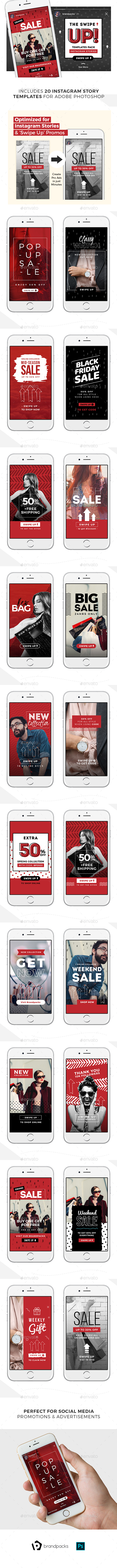 Swipe Up - Instagram Story Templates Pack - Social Media Web Elements