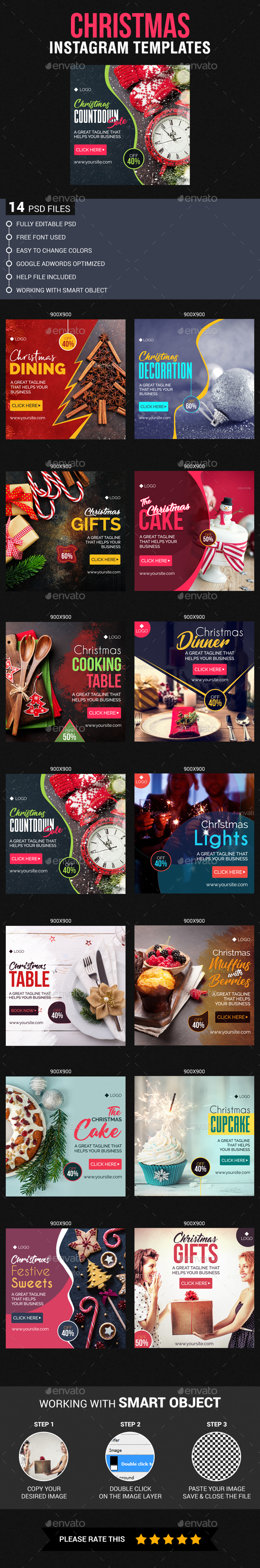 Christmas Instagram Templates - Banners & Ads Web Elements