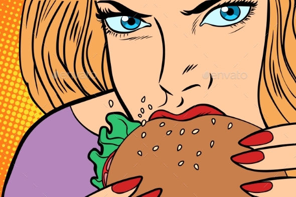 GraphicRiver Woman Eats Burger 21078225 GraphicRiver Woman Eats Burger 21078225