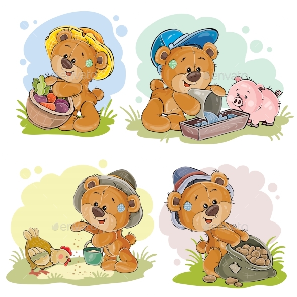 GraphicRiver Brown Teddy Bear Farmer 21078378 GraphicRiver Brown Teddy Bear Farmer 21078378