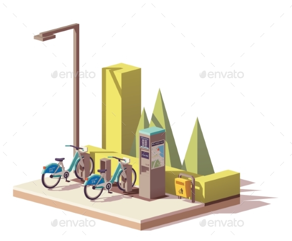 GraphicRiver Vector Low Poly Bicycle Sharing System 21078399