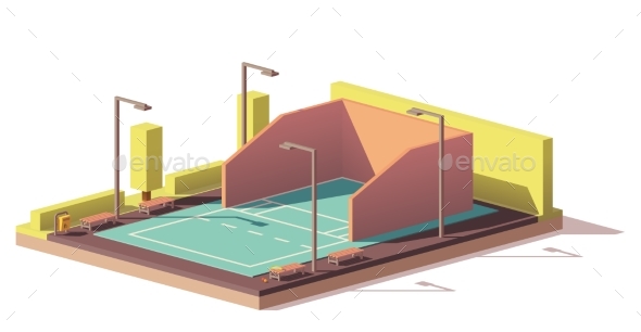 GraphicRiver Vector Low Poly Racquetball Court 21078402