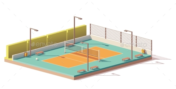 GraphicRiver Vector Low Poly Volleyball Court 21078404 GraphicRiver Vector Low Poly Volleyball Court 21078404
