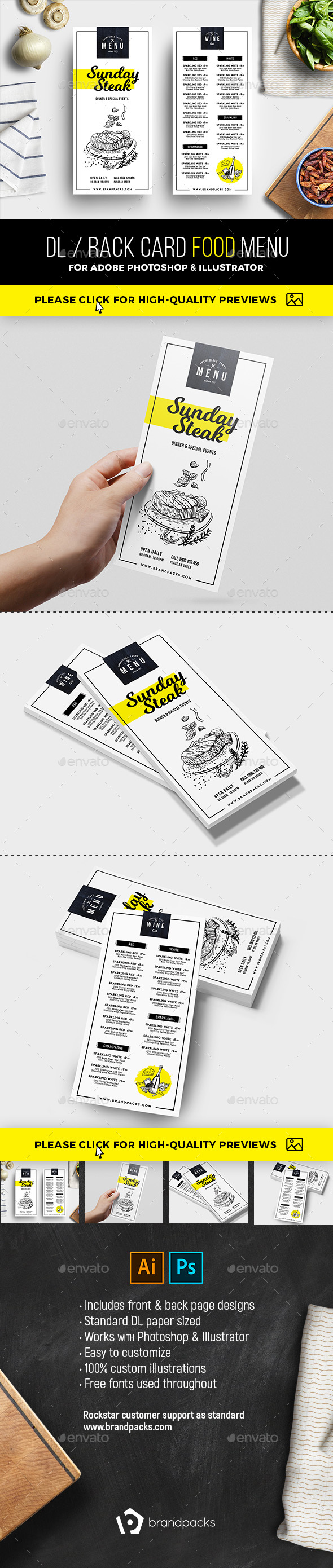 GraphicRiver DL Rack Card Food Menu 21080503