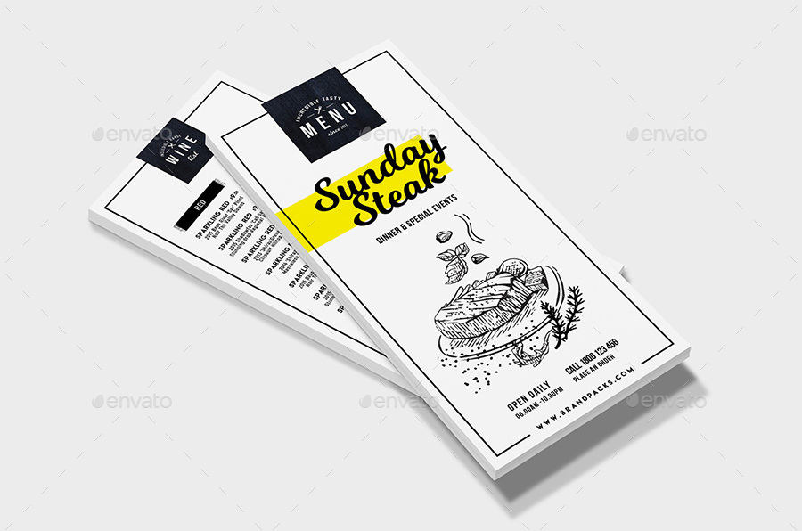 DL Rack Card Food Menu in Menu Templates - product preview 4
