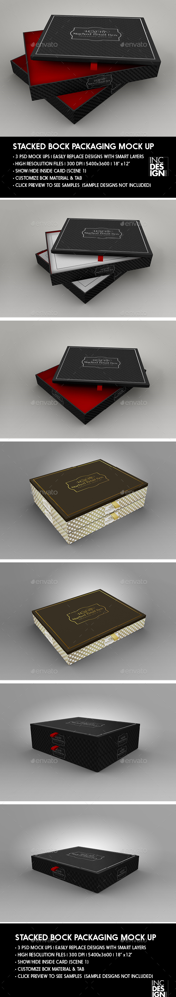 Stacked 3pc Box Mock Up - Packaging Product Mock-Ups