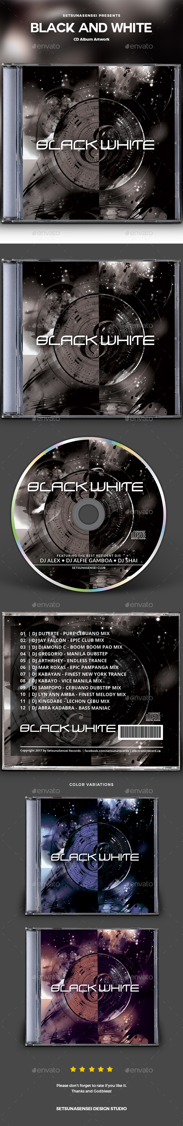 Black and White CD Album Artwork - CD & DVD Artwork Print Templates