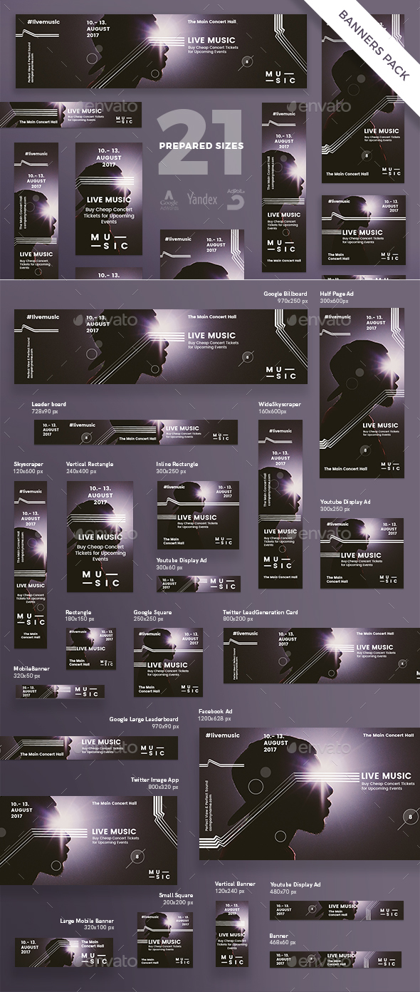 Music Banner Pack - Banners & Ads Web Elements