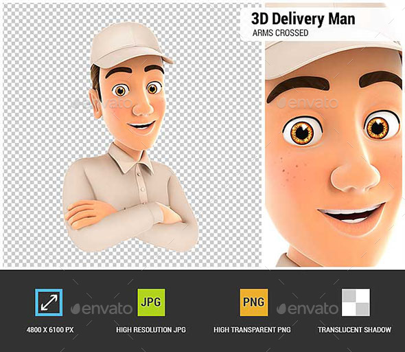 GraphicRiver 3D Delivery Man with Arms Crossed 21082942 GraphicRiver 3D Delivery Man with Arms Crossed 21082942