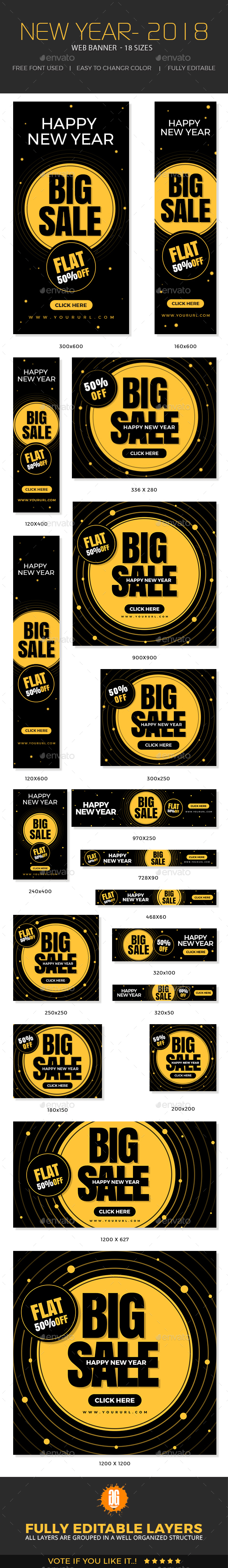 New Year Banners - Banners & Ads Web Elements