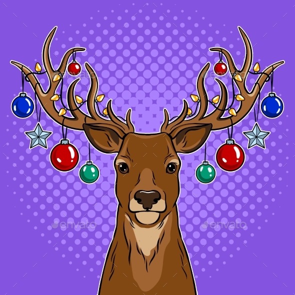 GraphicRiver Christmas Deer with Toys Pop Art Vector 21083054 GraphicRiver Christmas Deer with Toys Pop Art Vector 21083054