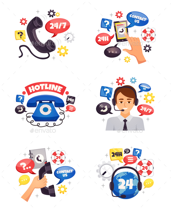 GraphicRiver Support Call Center Flat Compositions 21083216