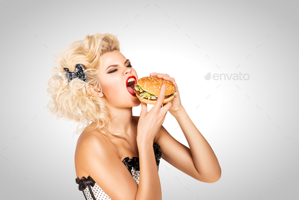Eating burger.