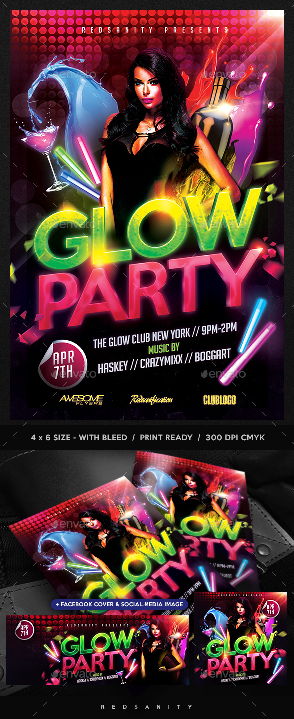 Glow Party Flyer - Clubs & Parties Events