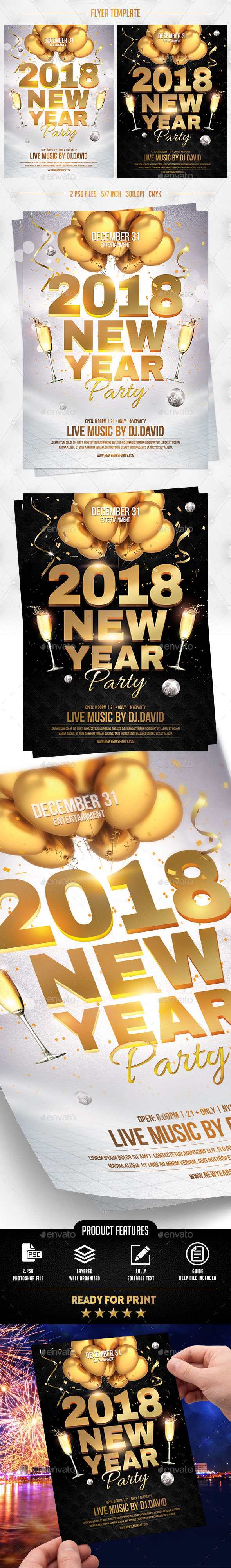 NYE 2018 Flyer Template - Events Flyers