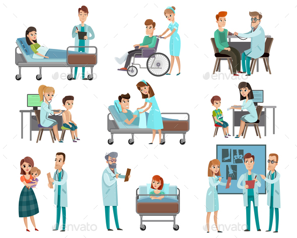 GraphicRiver Doctors Patients Characters Set 21085012