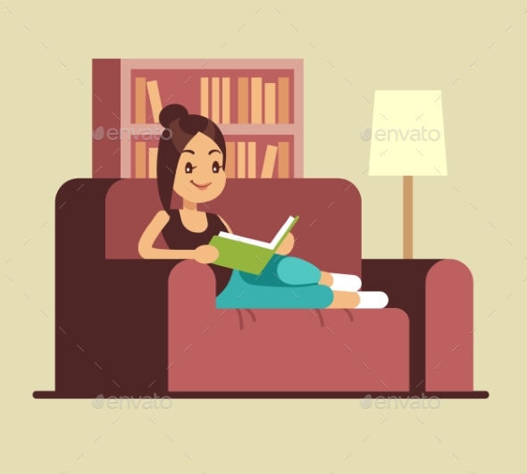 GraphicRiver Young Woman Reading Book on Couch 21085753 GraphicRiver Young Woman Reading Book on Couch 21085753