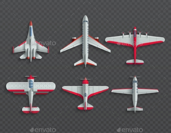 GraphicRiver Airplanes and Military Aircraft Top View 21085794